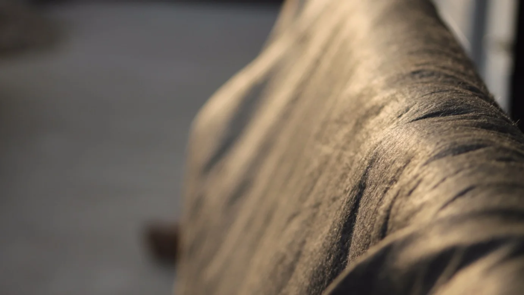 A photo of landscape fabric at Straight Line Fence