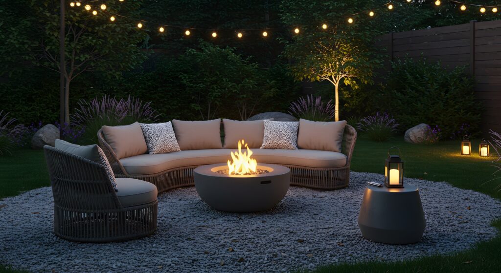 outdoor gravel fire pit